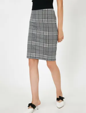 12214 Brown Check Midi Skirt