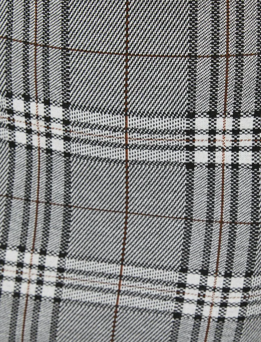 12214 Brown Check Midi Skirt