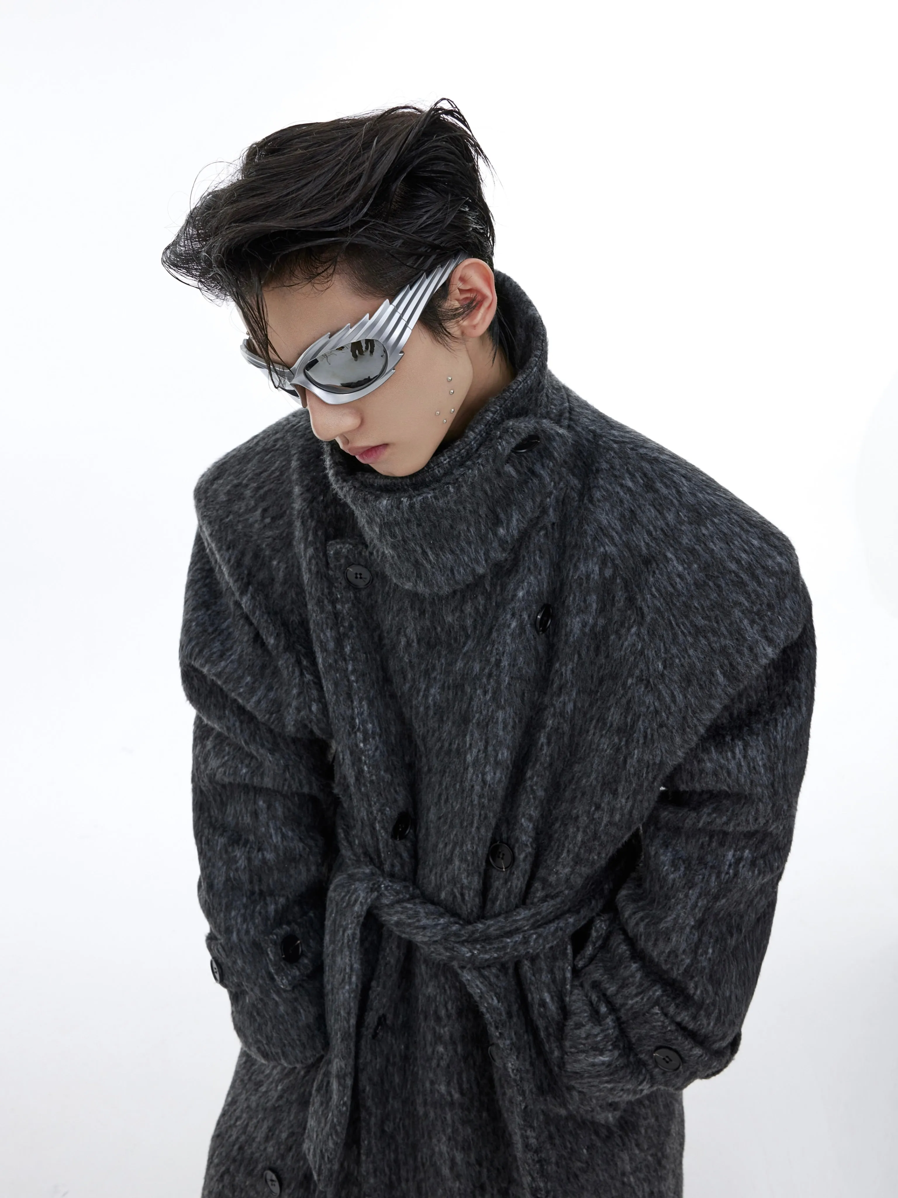 【23s November.】Double Layer Thickened Strappy Woolen Coat