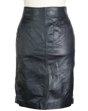 90s Chia Leather Midi Skirt    w30