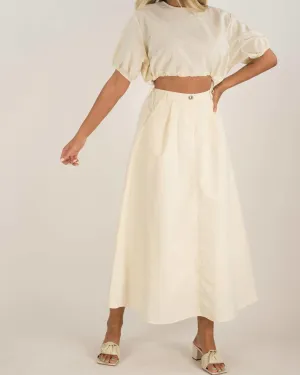 A-Line Midi Skirt in Cream | Cream