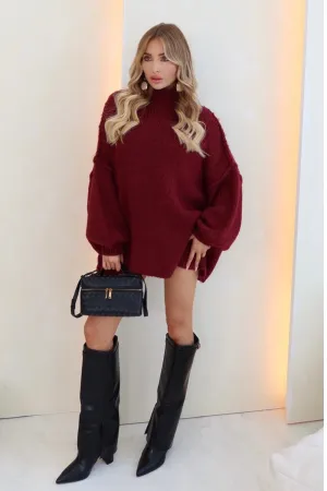 Adelaide burgundy oversized knit jumper