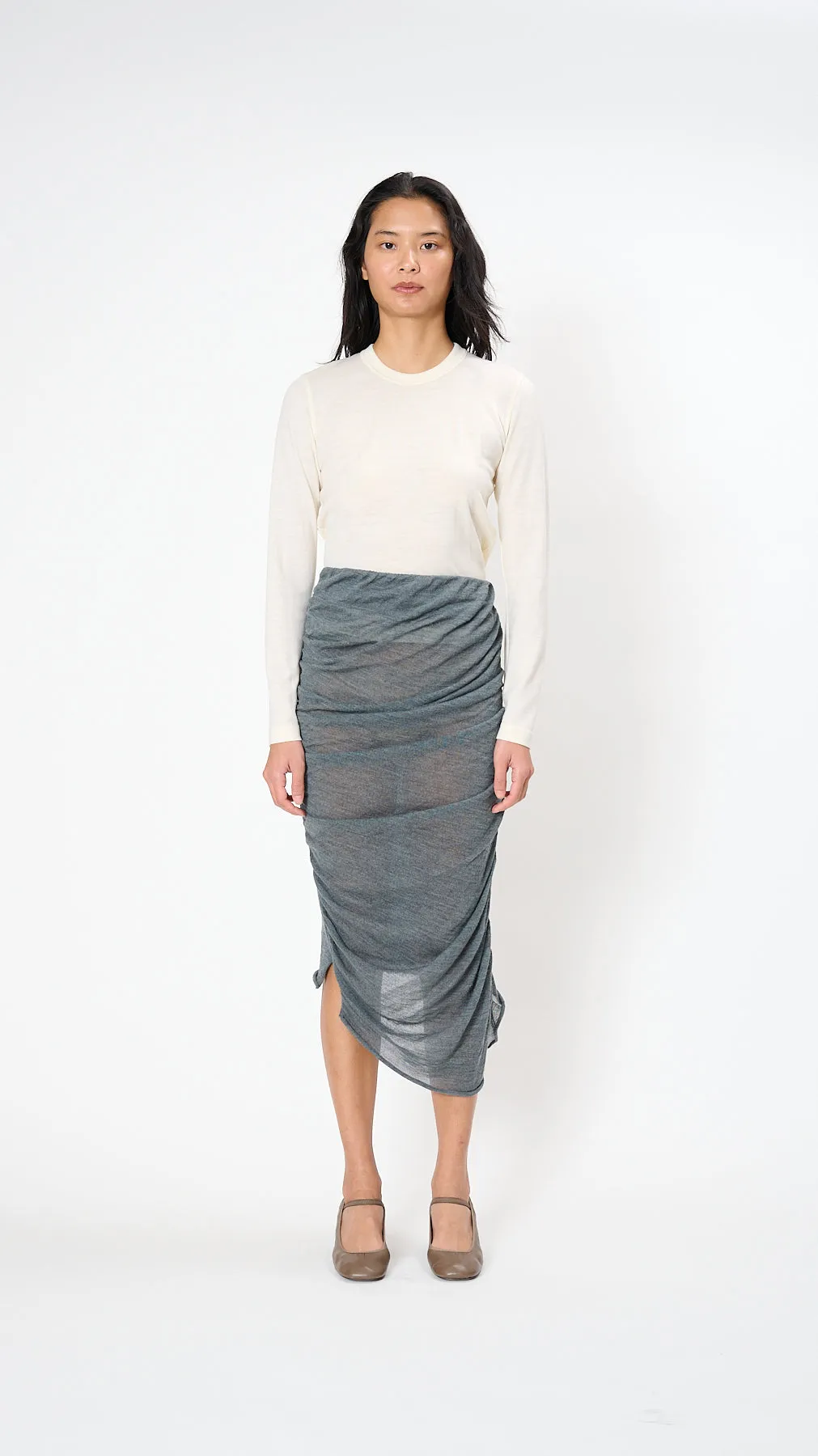 Ambiguous Wool Skirt in Dew Gray