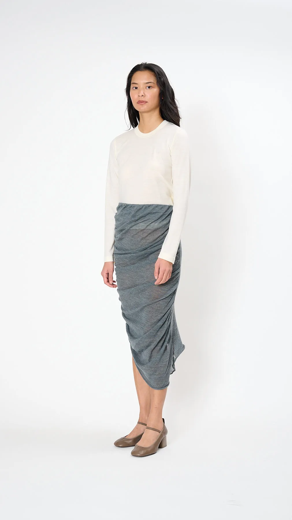 Ambiguous Wool Skirt in Dew Gray