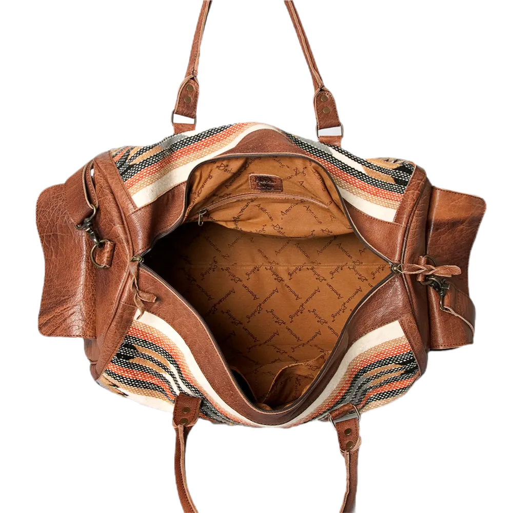 American Darling Tan Leather and Aztec Duffel Bag ADBG605F