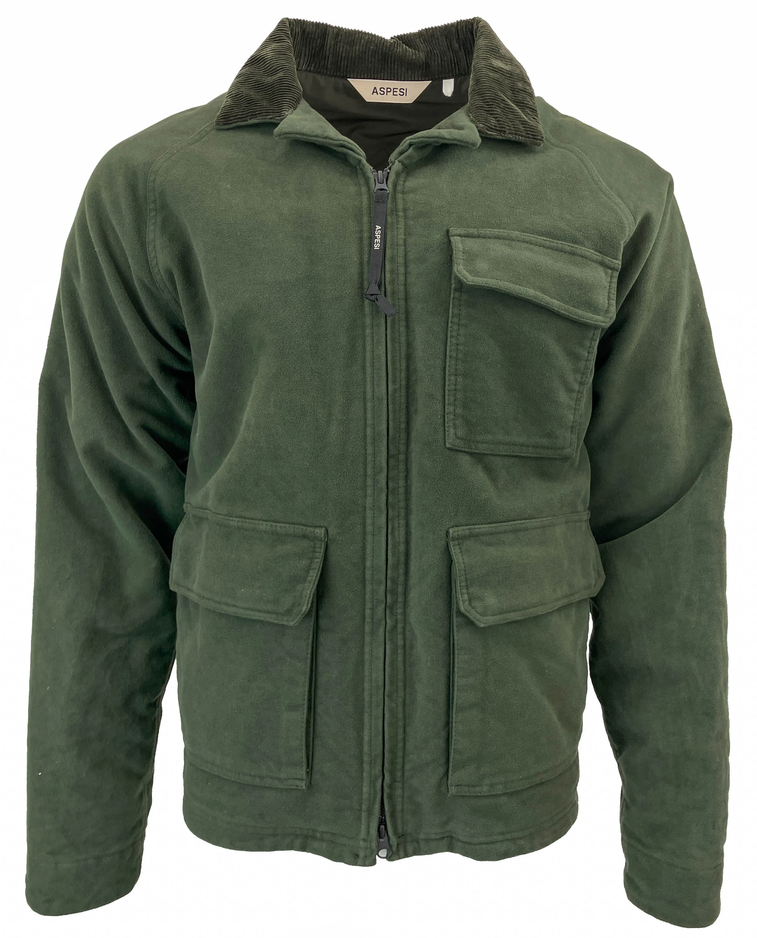 Aspesi Mickey Cotton Moleskin Bomber Jacket in Green