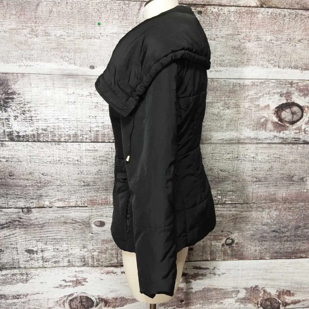 ATTENTION BLACK GOLD ZIP PUFFER COAT SIZE SMALL TCC