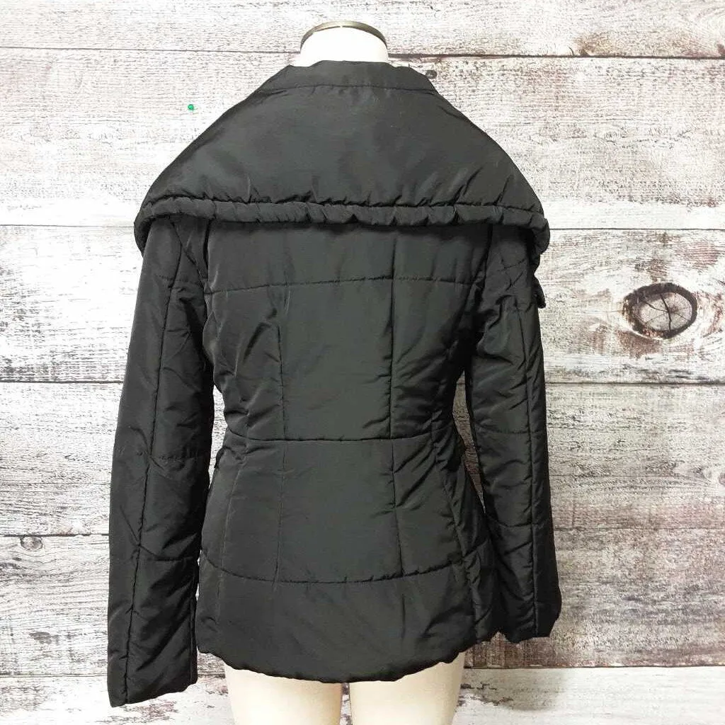 ATTENTION BLACK GOLD ZIP PUFFER COAT SIZE SMALL TCC