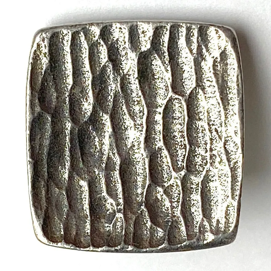 Bark Texture Square Button, Pewter, 3/4" Danforth USA, 19mm Shank Back # FJ-97