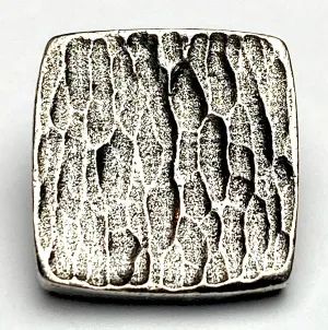 Bark Texture Square Button, Pewter, 3/4" Danforth USA, 19mm Shank Back # FJ-97