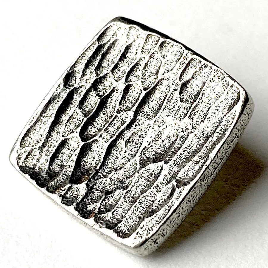 Bark Texture Square Button, Pewter, 3/4" Danforth USA, 19mm Shank Back # FJ-97