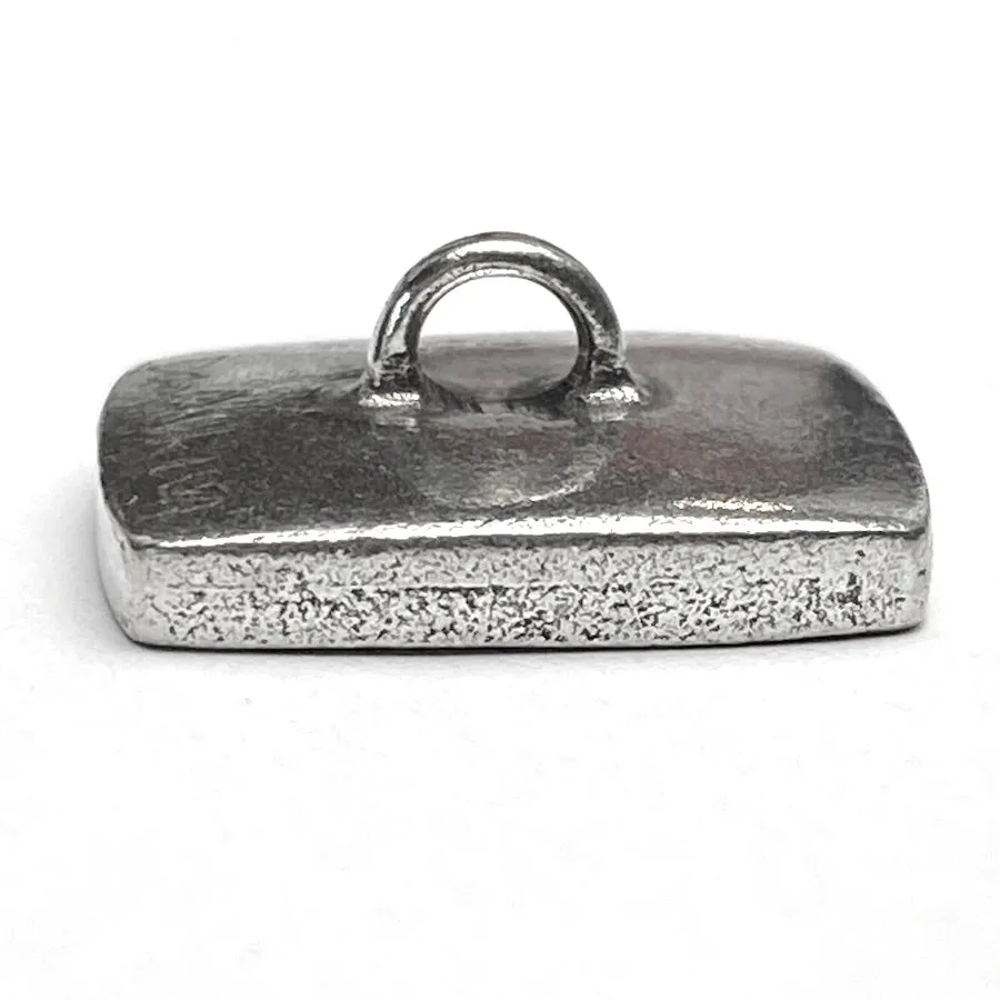 Bark Texture Square Button, Pewter, 3/4" Danforth USA, 19mm Shank Back # FJ-97
