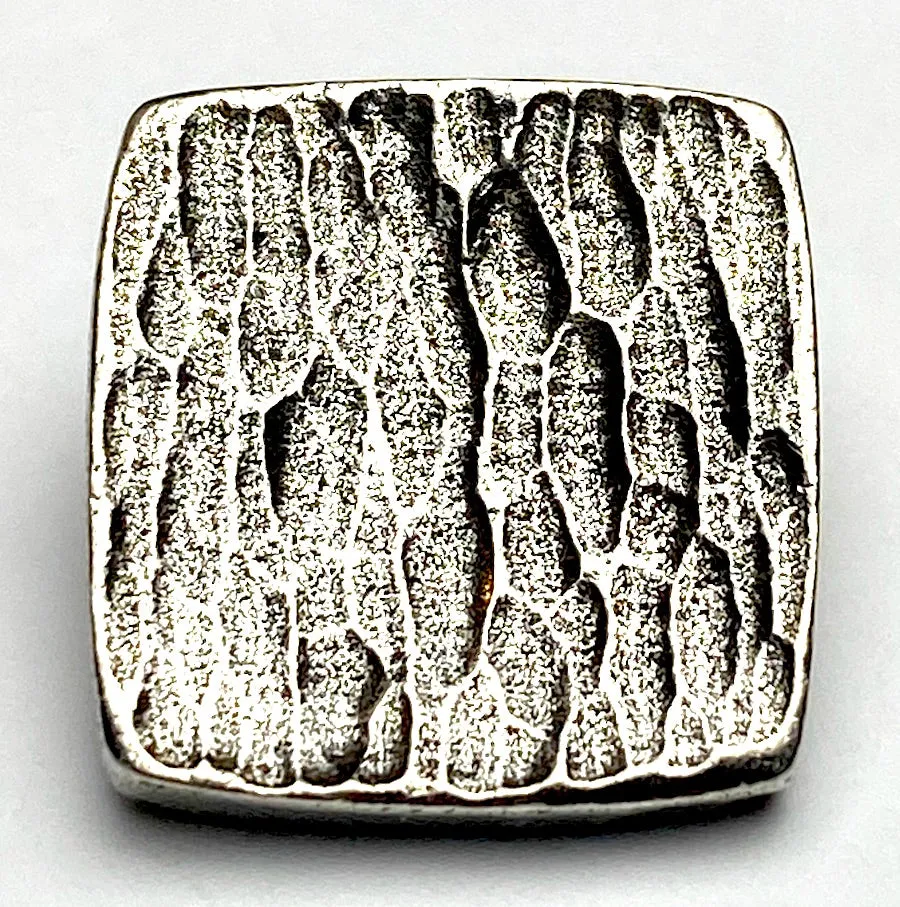 Bark Texture Square Button, Pewter, 3/4" Danforth USA, 19mm Shank Back # FJ-97