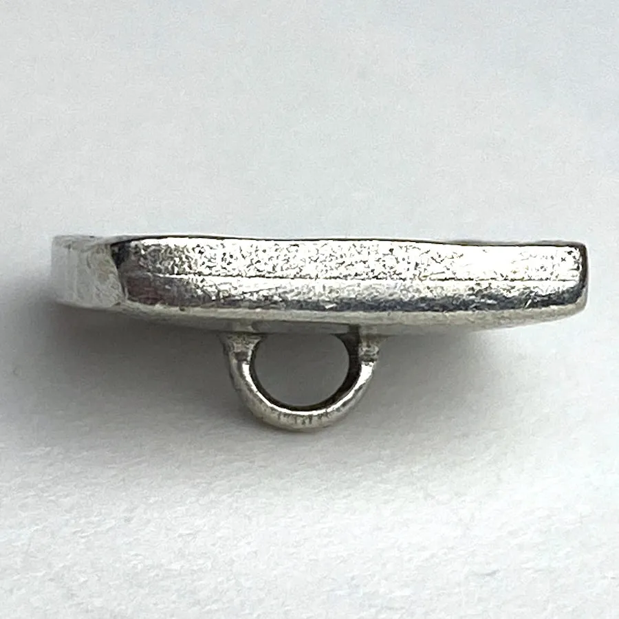 Bark Texture Square Button, Pewter, 3/4" Danforth USA, 19mm Shank Back # FJ-97