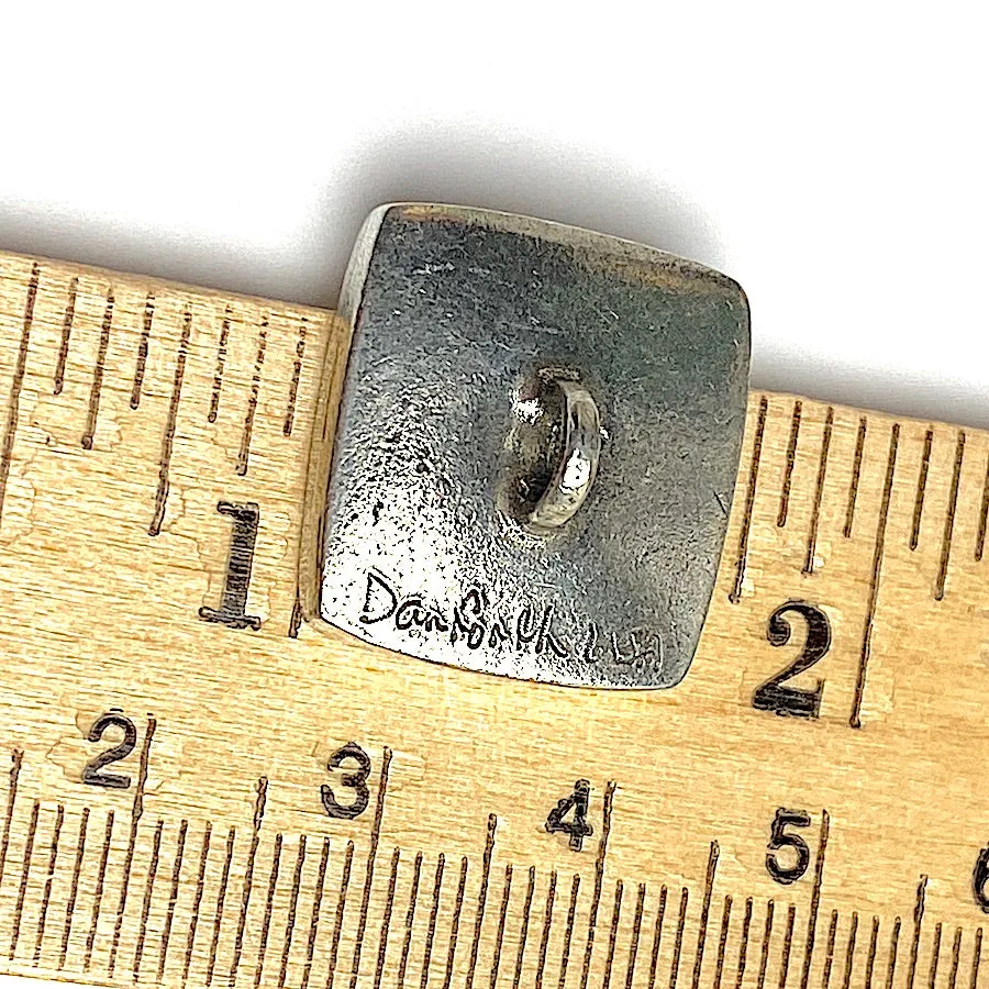 Bark Texture Square Button, Pewter, 3/4" Danforth USA, 19mm Shank Back # FJ-97
