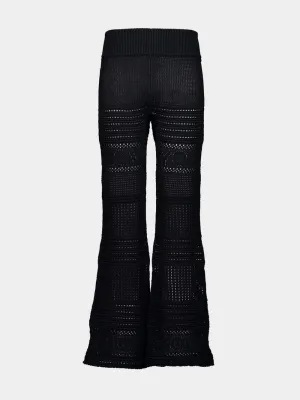 Black Knit Flared Trousers