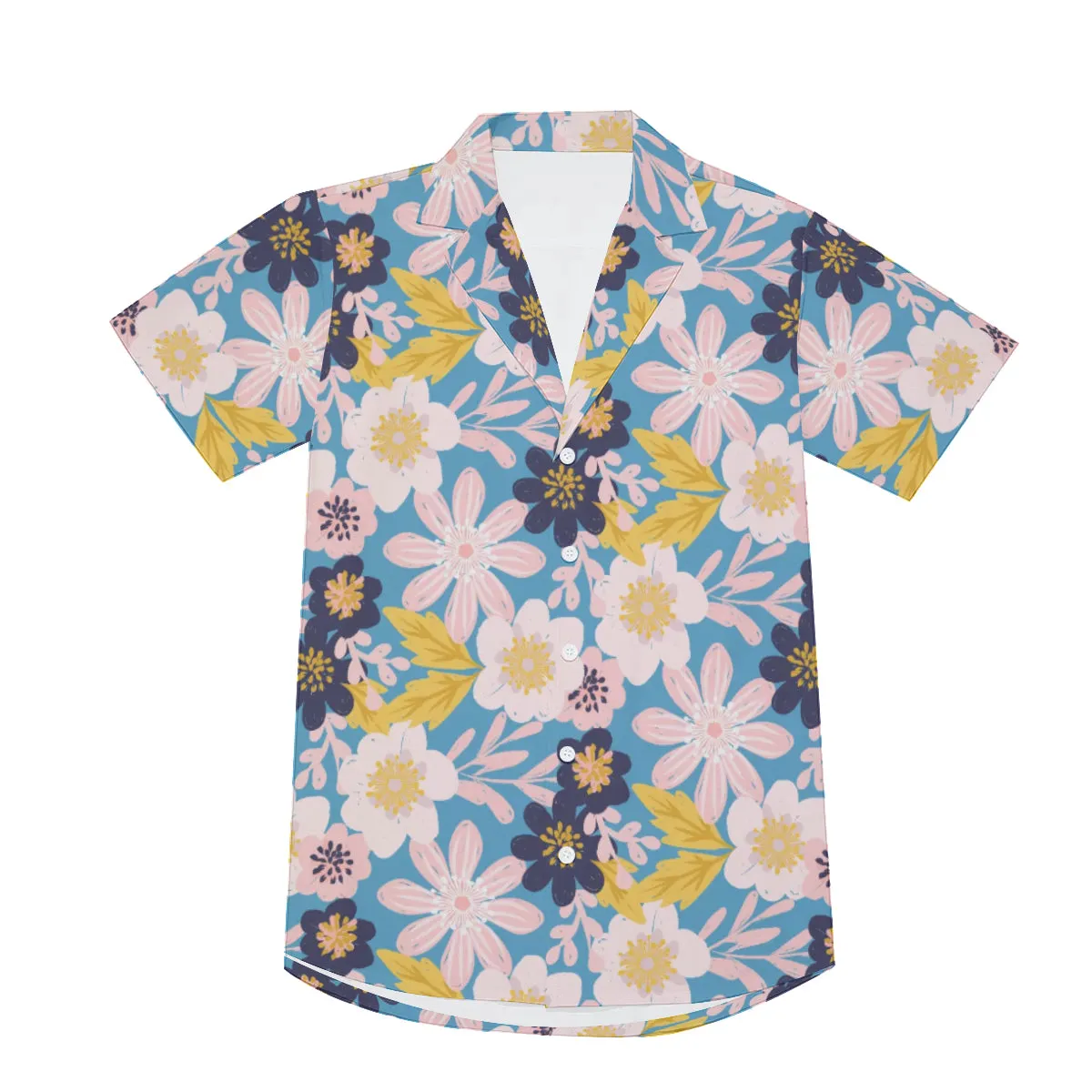 Blue Frisky Floral V-Neck Short Sleeve Shirt
