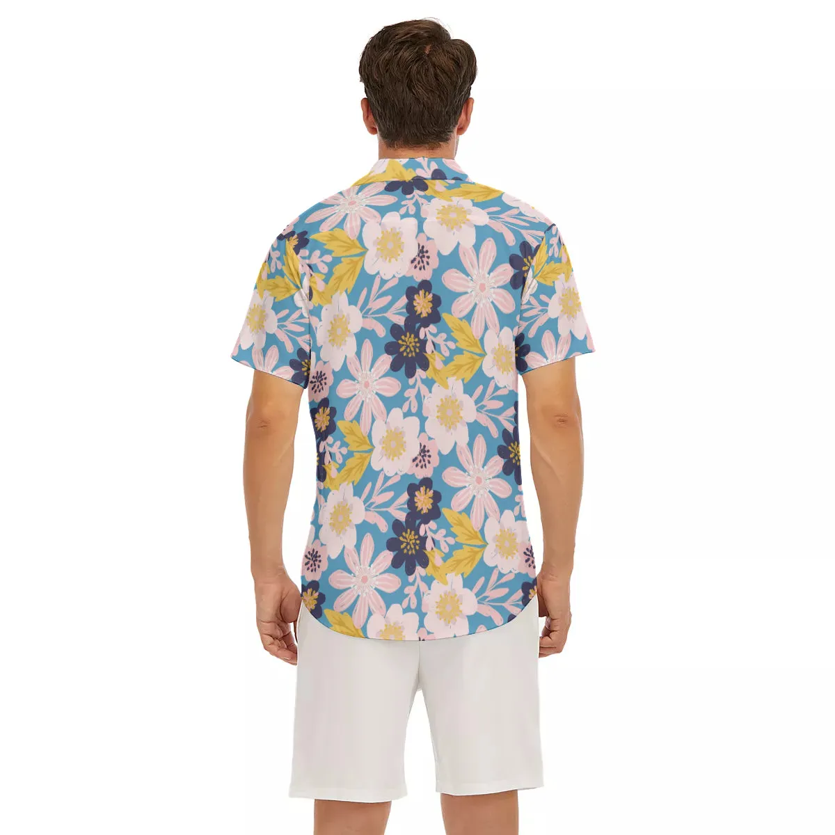 Blue Frisky Floral V-Neck Short Sleeve Shirt