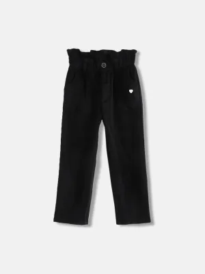 Blue Giraffe Girls Black Solid Regular Fit Flat-Front Trouser