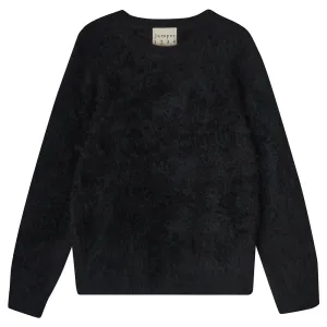 Brushed Cashmere Crew in Black