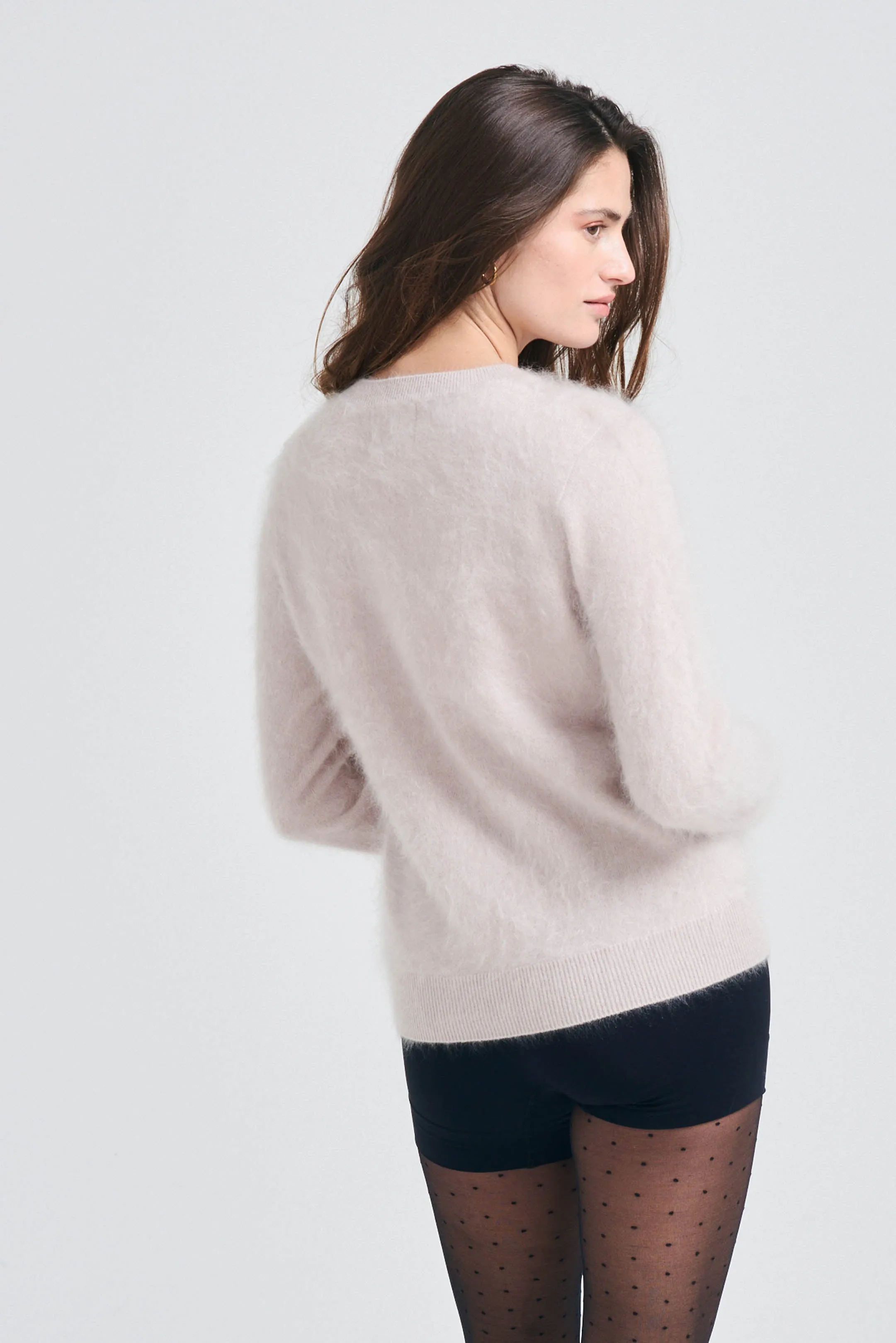 Brushed Cashmere Crew in Fawn