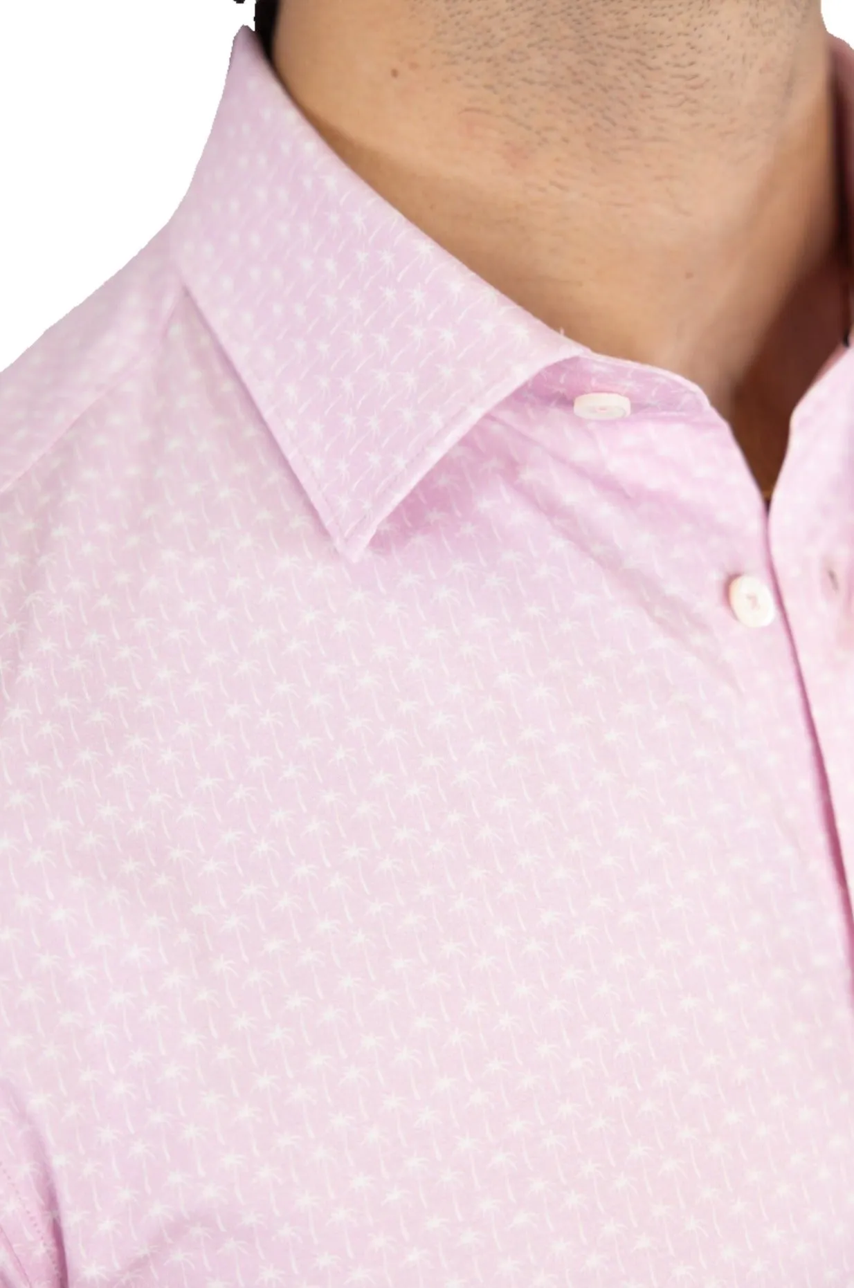 Bugatchi OoohCotton Stretch Palm Tree Print Short Sleeve Shirt