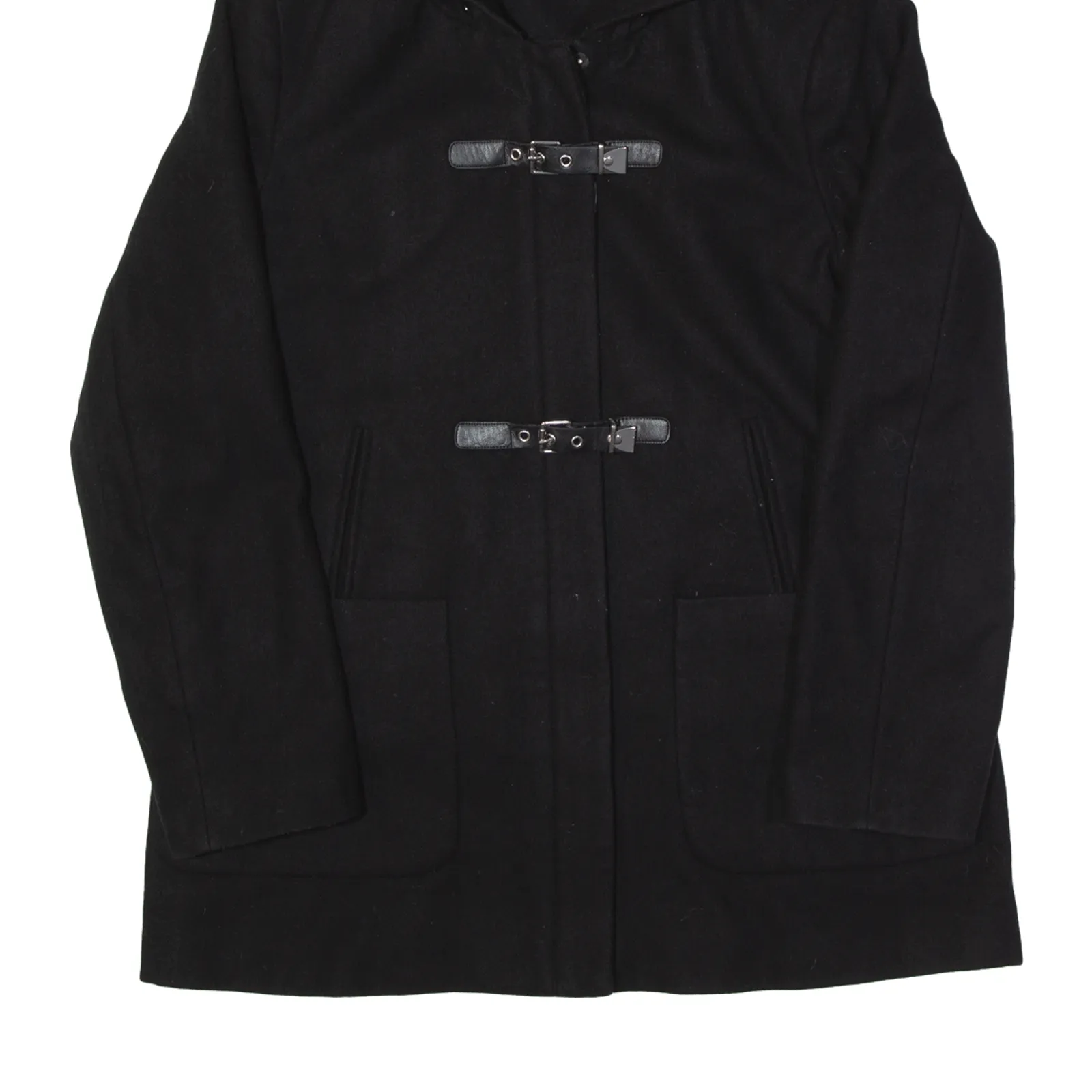 CALVIN KLEIN Duffle Coat Black Wool Womens L