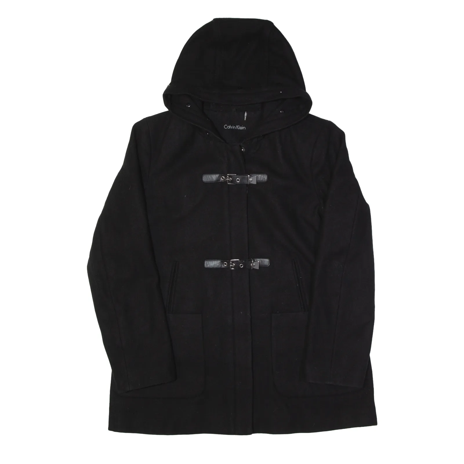 CALVIN KLEIN Duffle Coat Black Wool Womens L