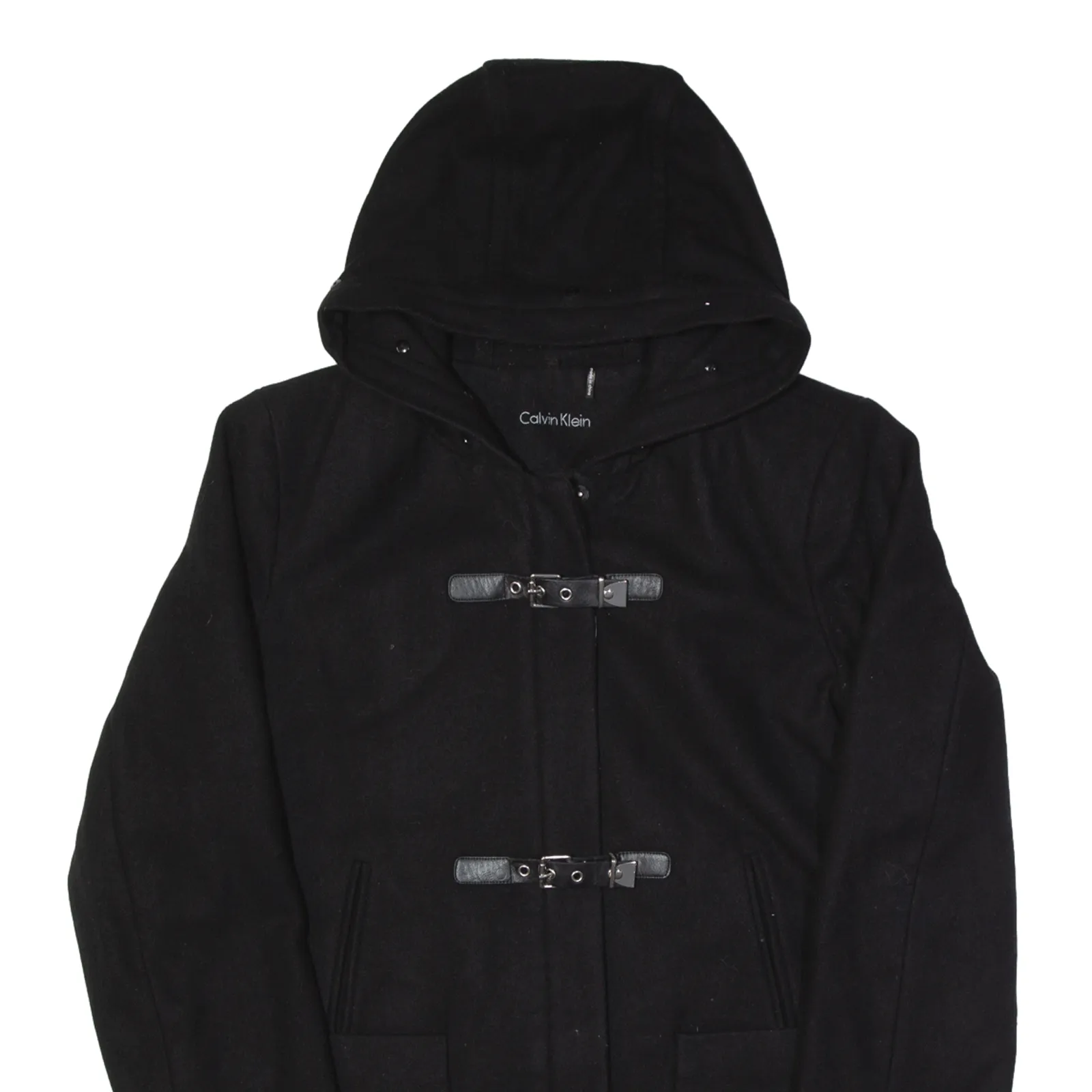 CALVIN KLEIN Duffle Coat Black Wool Womens L