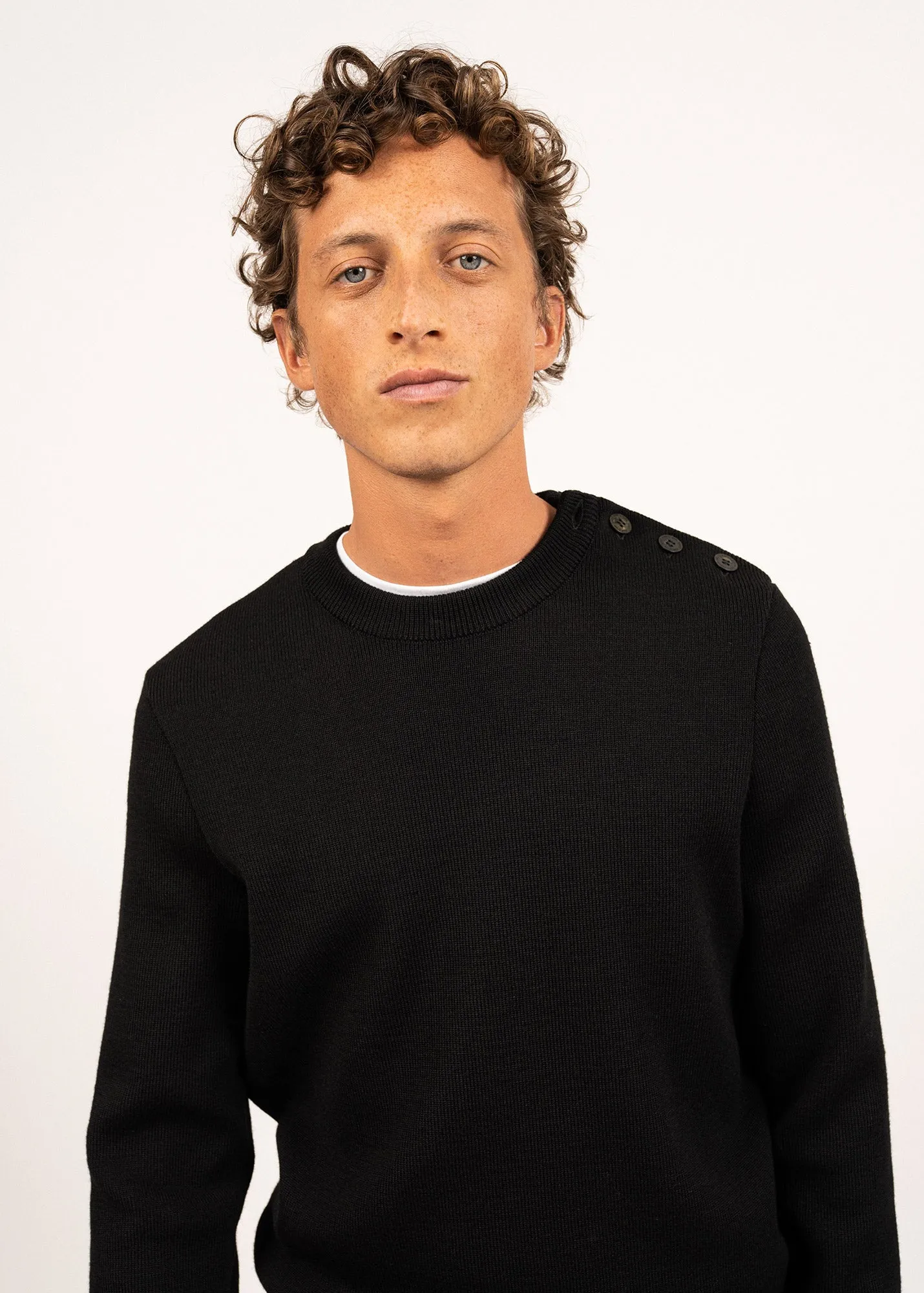 Cancale sailor jumper - regular fit, in pure new wool (NOIR)