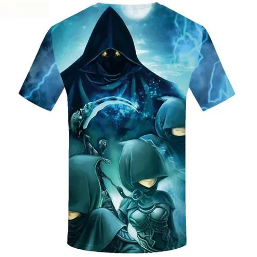 Character T-shirt Men Blue Tshirt Printed Space T shirts Funny Lightning Tshirts Novelty Short Sleeve T shirts Men/women Tee