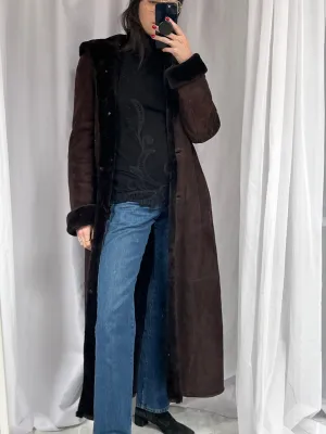 Chocolate Lambskin Maxi Coat