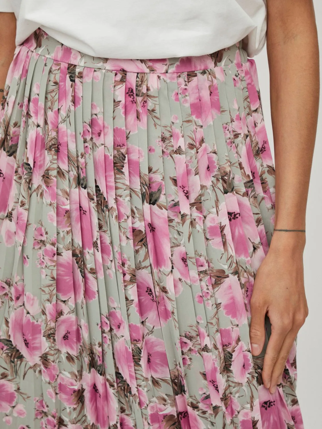 Clarette High Waist Midi Skirt (Sage)