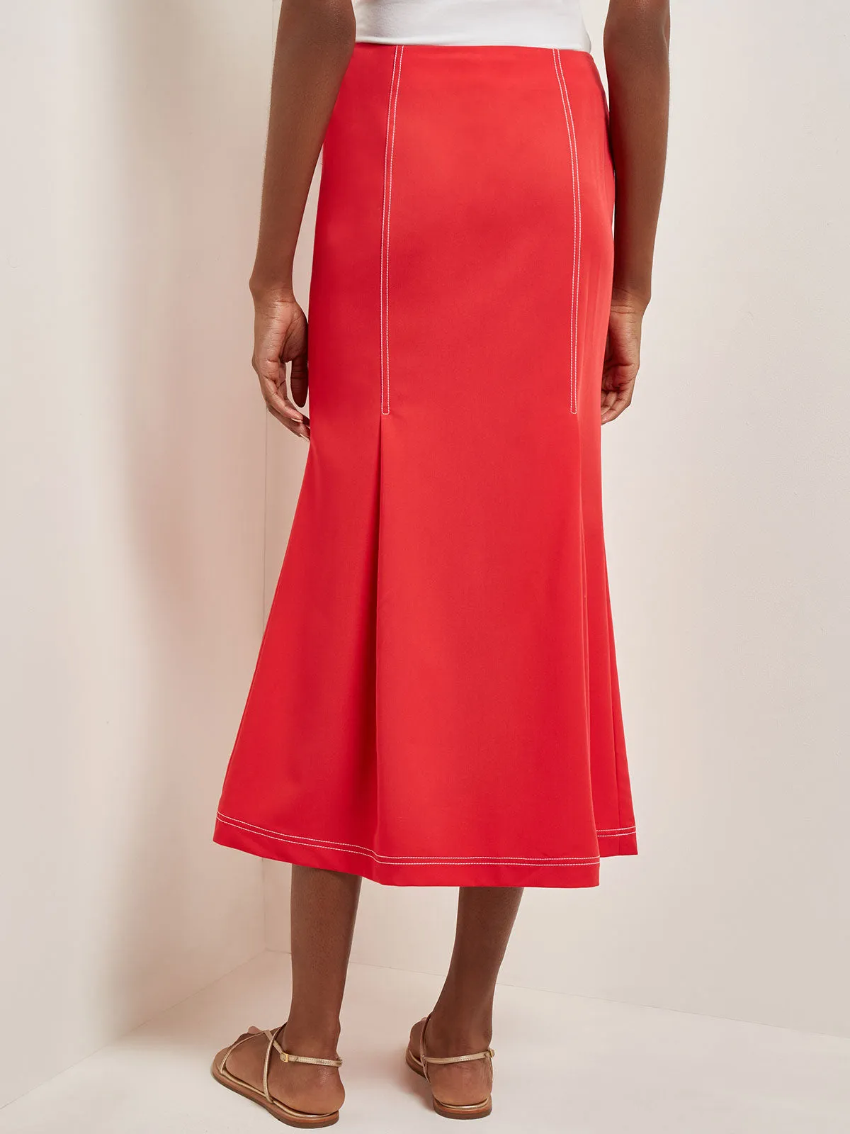 Contrast Stitch Midi Trumpet Skirt