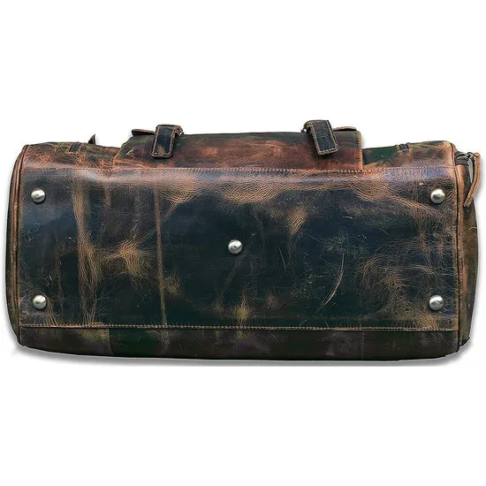 Dazzlo Full Grain Leather Duffel Bag 31L - Distressed Brown - 21"