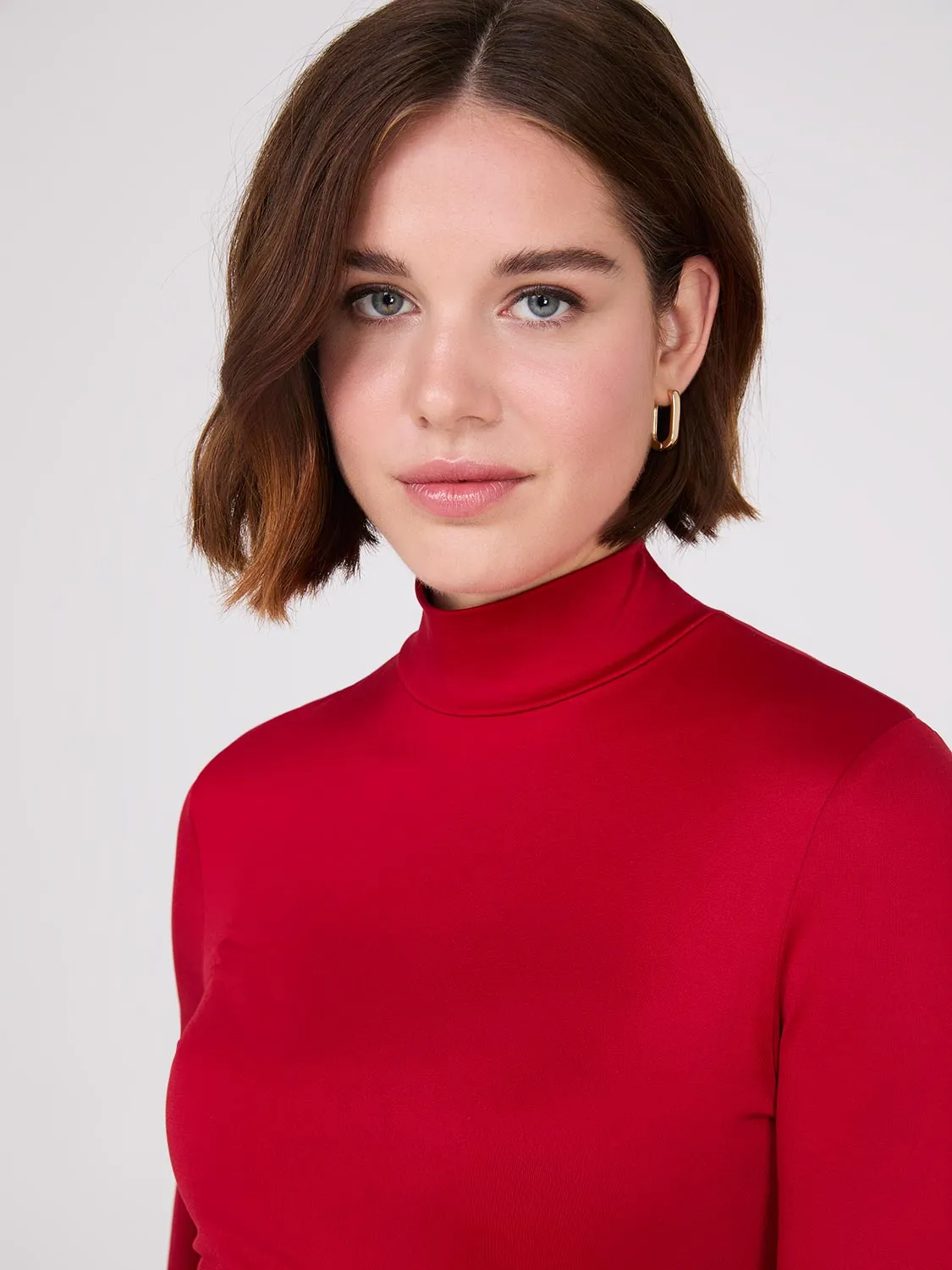 Double Layer Mock Neck Long Sleeve Top