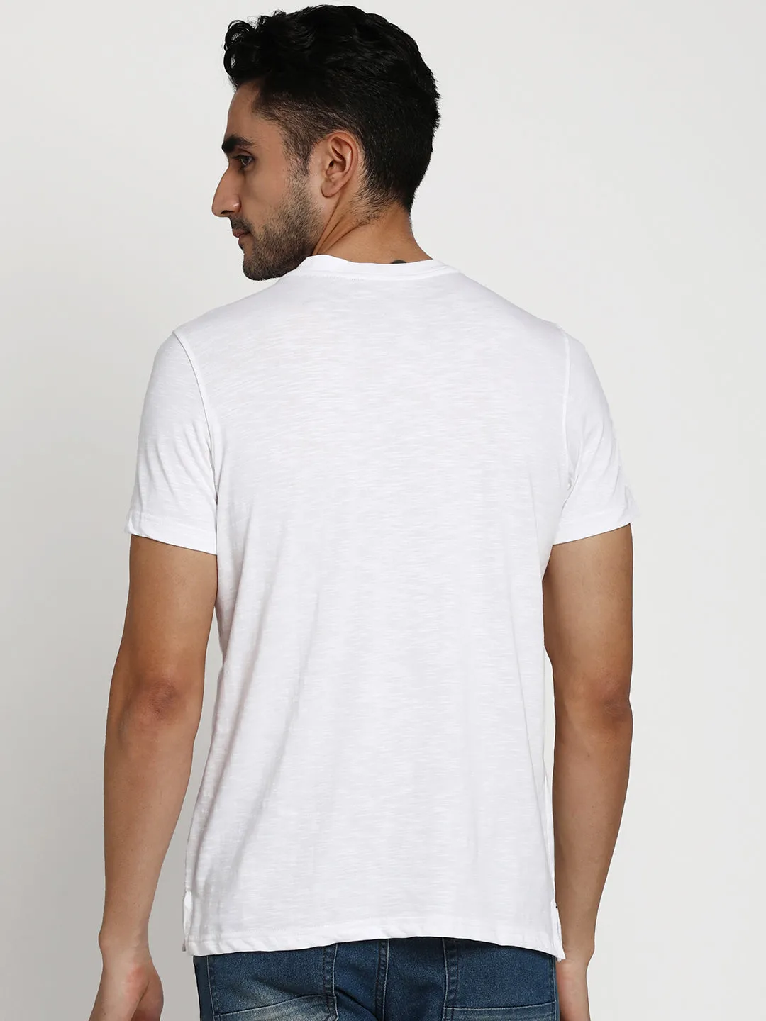 Essentials Black-White Solid Henley Neck T-Shirt (Pack of 2)