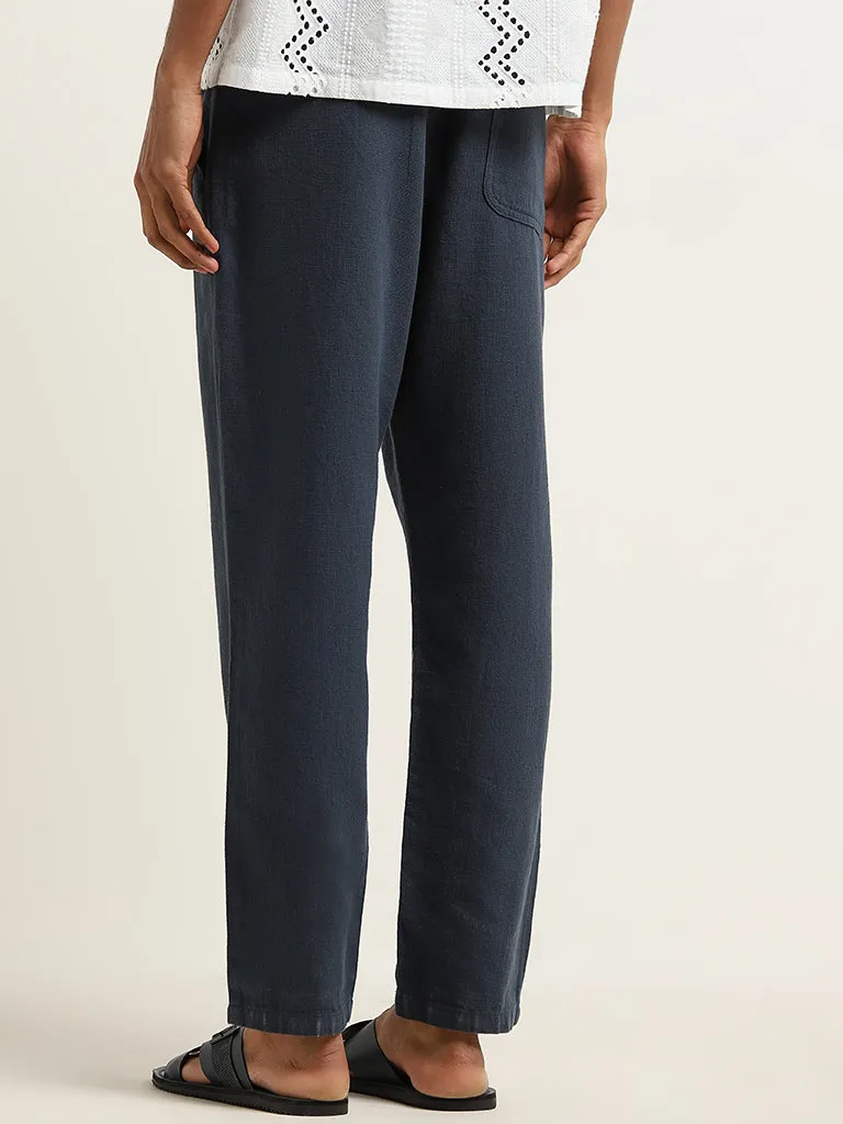 ETA Dark Blue Relaxed-Fit Mid-Rise Cotton Chinos