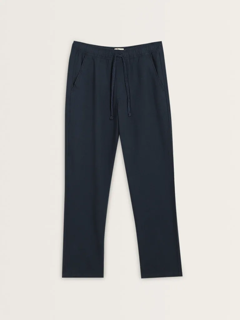 ETA Dark Blue Relaxed-Fit Mid-Rise Cotton Chinos