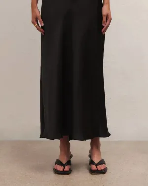 Europa Poly Sheen Skirt in Black | Black
