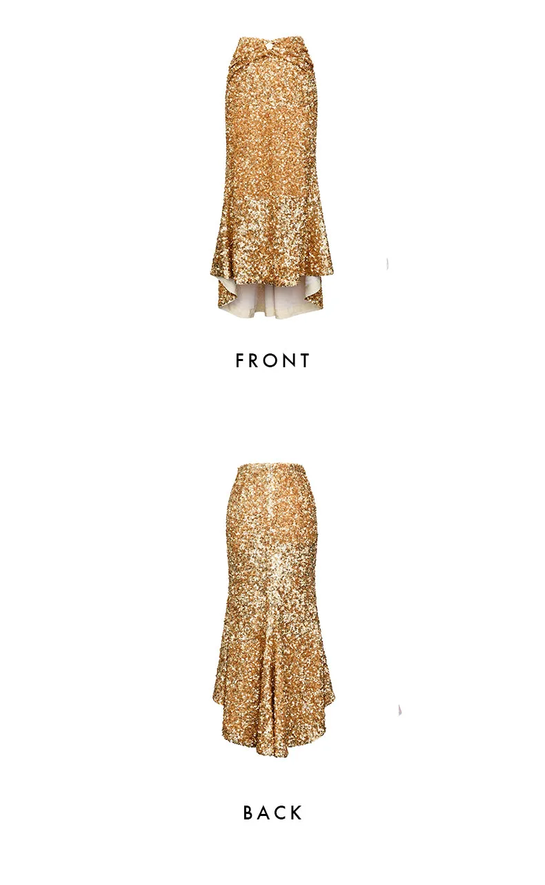 FAME gorgeous sequins beaded hand-stitched buttoned fishtail hoilday party skirt - Mei