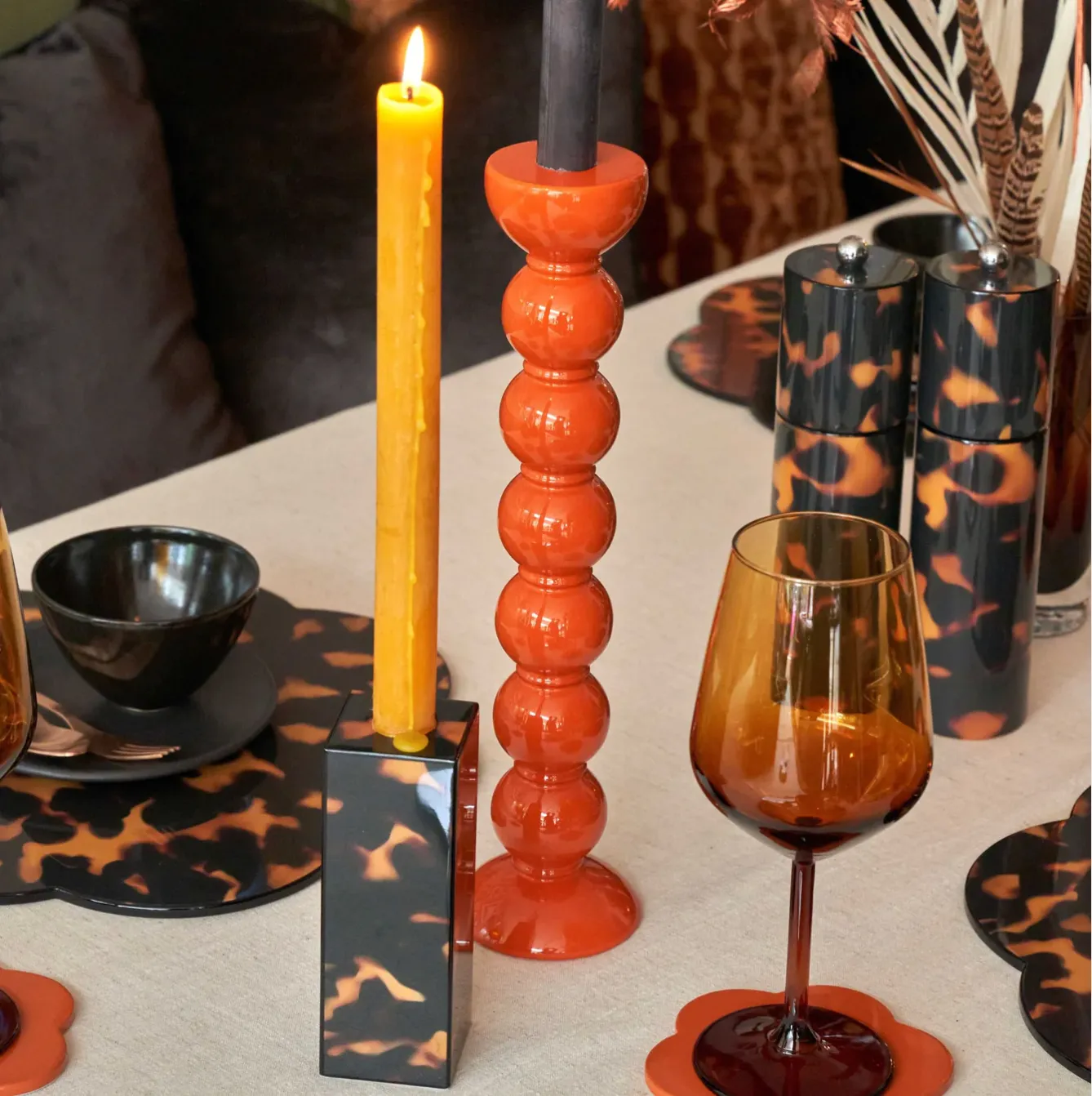Faux Tortoise Candle Stick