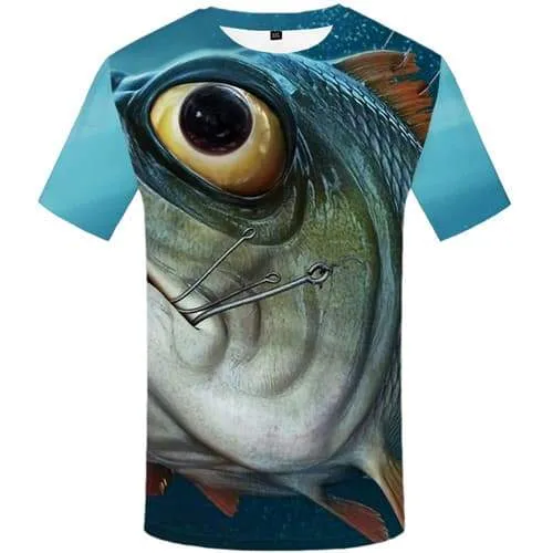 Fish T shirts Men Eye Tshirt Anime Animal T-shirts Graphic Fisherman Tshirts Casual Metal T-shirts 3d Short Sleeve Hip hop Mens