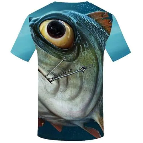 Fish T shirts Men Eye Tshirt Anime Animal T-shirts Graphic Fisherman Tshirts Casual Metal T-shirts 3d Short Sleeve Hip hop Mens