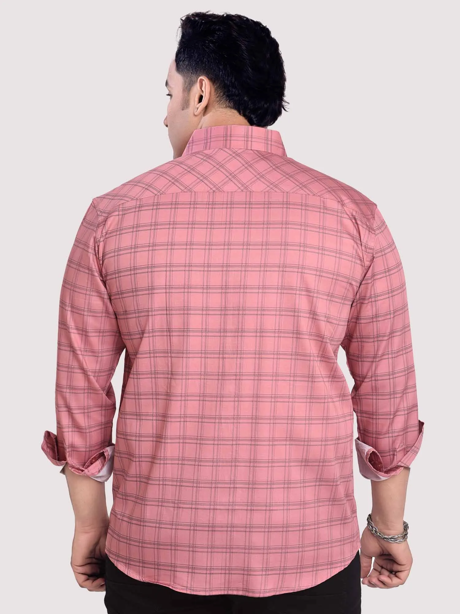 Flamingo Checkered Cotton Shirt Men's Plus Size