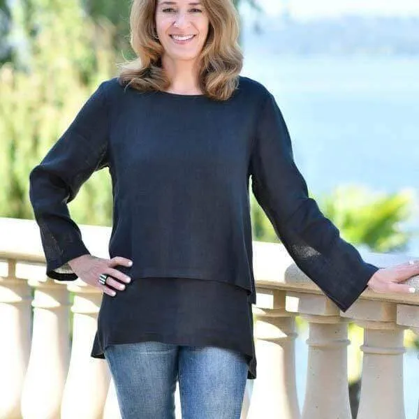 Flattering Double Layer Audrey European Linen Top