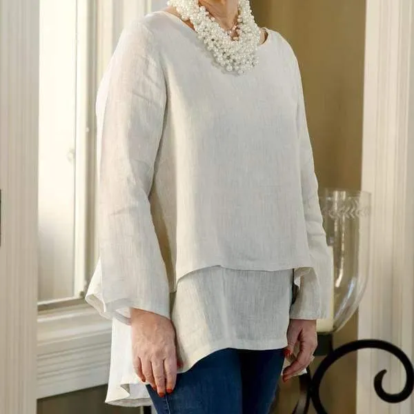Flattering Double Layer Audrey European Linen Top