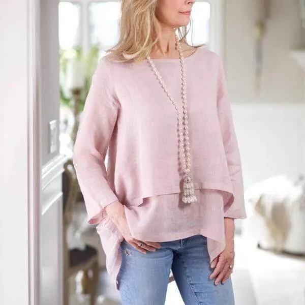 Flattering Double Layer Audrey European Linen Top