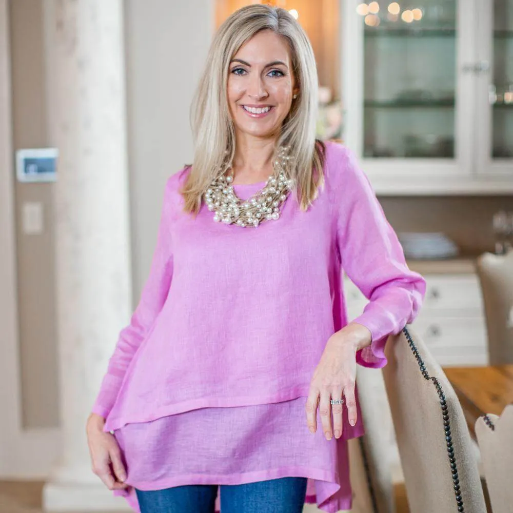Flattering Double Layer Audrey European Linen Top
