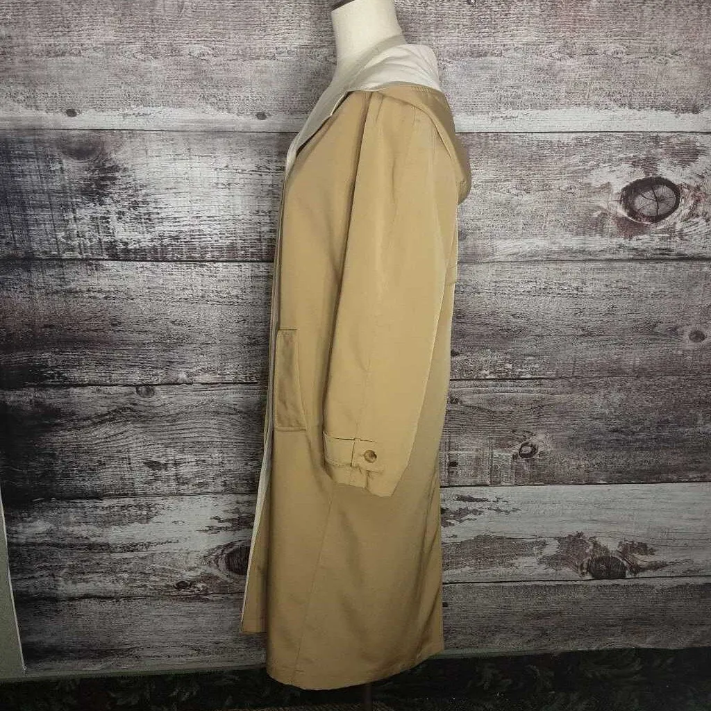 GALLERY OLIVE LONG RAIN COAT SIZE 6 TCC